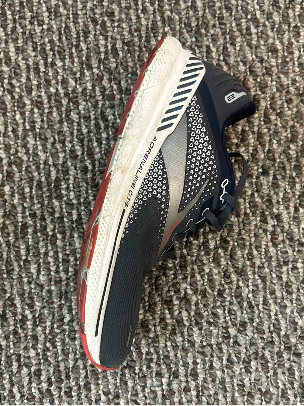 Brooks Men's Navy and Gray Running Sneaker with Red Accents